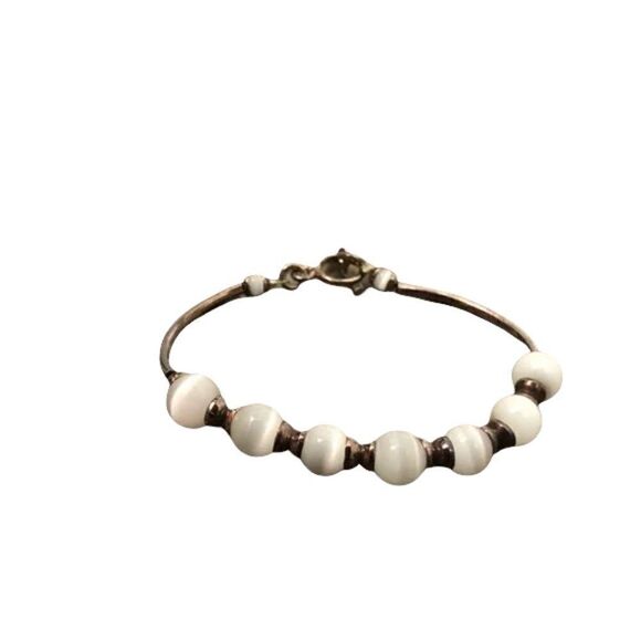 White and Silver Ombre Bracelet Beaded - Picture 1 of 8